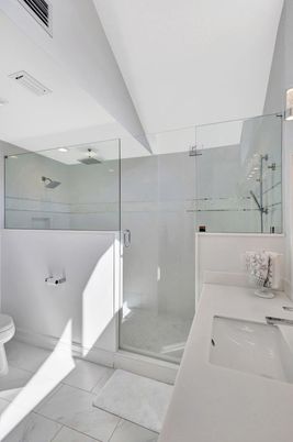 Bathroom, Dual Sink Vanities, Glass Shower, Interior, Recessed Lighting