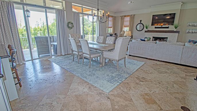 Chandelier, Dining room, Fireplace, Interior, Living room, Pendant Lights