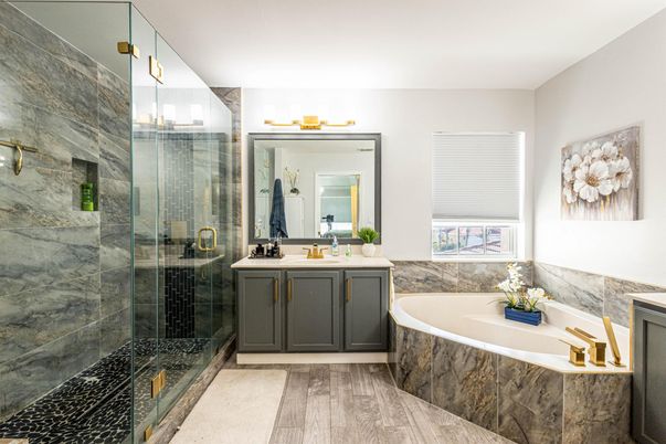 Bathroom, Dual Sink Vanities, Glass Shower, Interior