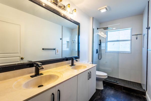 Bathroom, Dual Sink Vanities, Glass Shower, Interior