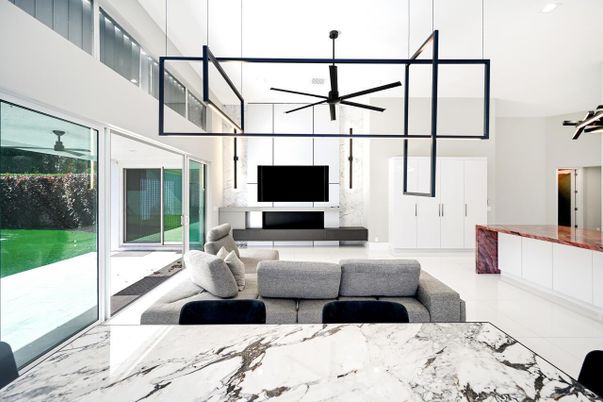 Interior, Living room, Marble, Pendant Lights