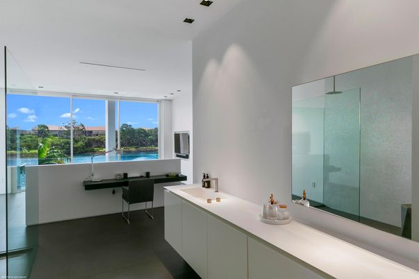 Bathroom, Glass Shower, Interior, Recessed Lighting, Water