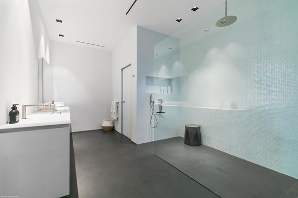 Bathroom, Glass Shower, Interior, Recessed Lighting