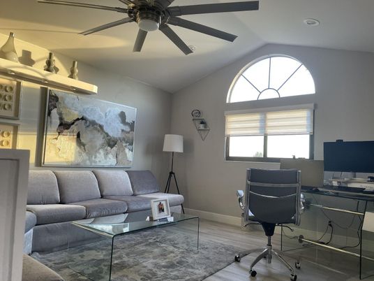 Home Office, Interior, Recessed Lighting, Wood Texture Flooring