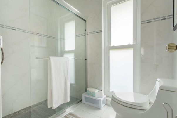 Bathroom, Glass Shower, Interior, Marble Walls
