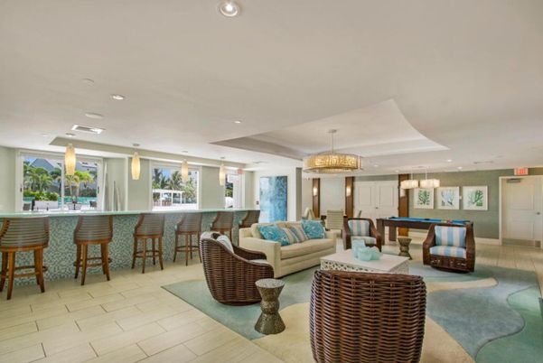 Billiard Table, Game Room, Interior, Living room, Pendant Lights, Recessed Lighting, Wood Texture Flooring