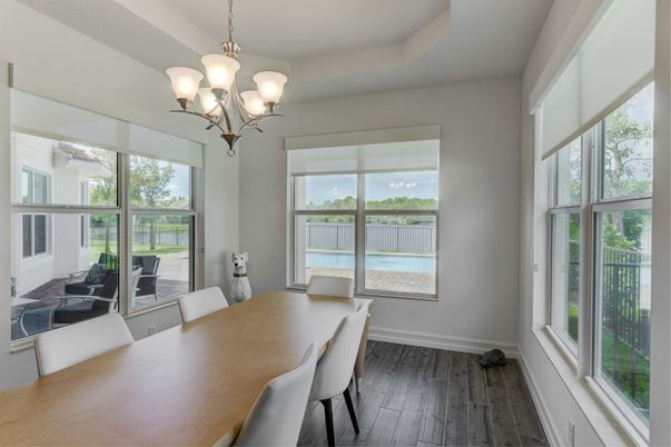 Chandelier, Dining room, Interior, Wood Texture Flooring