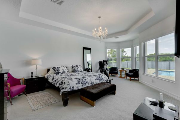 Bedroom, Chandelier, Interior