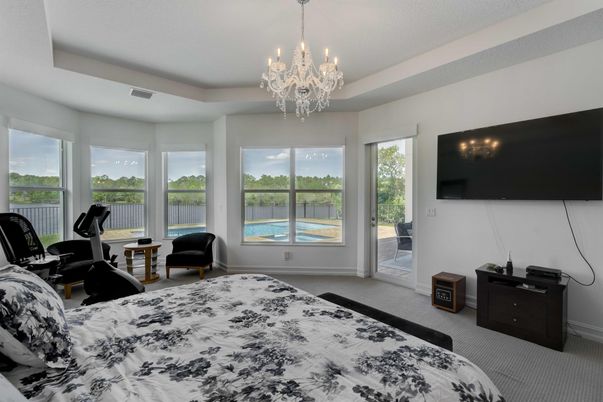 Bedroom, Chandelier, Interior