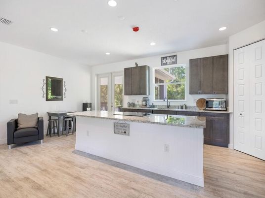 Interior, Kitchen, Recessed Lighting, Wood Texture Flooring