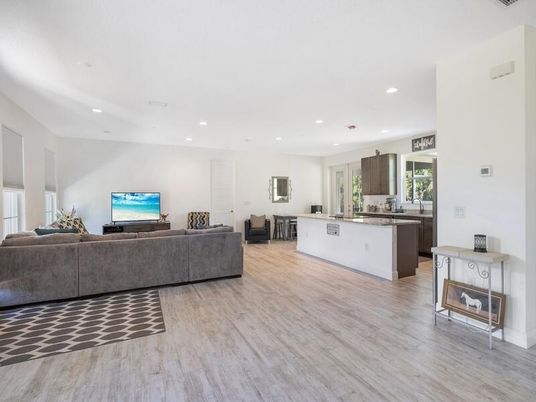 Interior, Kitchen, Living room, Recessed Lighting, Wood Texture Flooring
