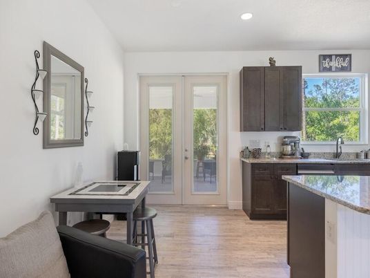 Interior, Kitchen, Recessed Lighting, Wood Texture Flooring