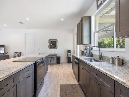 Interior, Kitchen, Recessed Lighting, Wood Texture Flooring