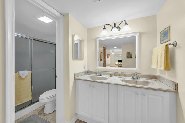 Bathroom, Dual Sink Vanities, Glass Shower, Interior