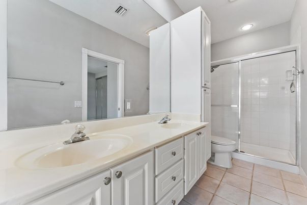 Bathroom, Dual Sink Vanities, Glass Shower, Interior, Recessed Lighting