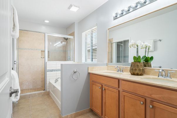 Bathroom, Dual Sink Vanities, Glass Shower, Interior, Recessed Lighting