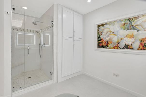 Bathroom, Glass Shower, Interior, Recessed Lighting