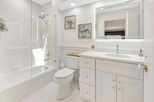 Bathroom, Glass Shower, Interior, Recessed Lighting