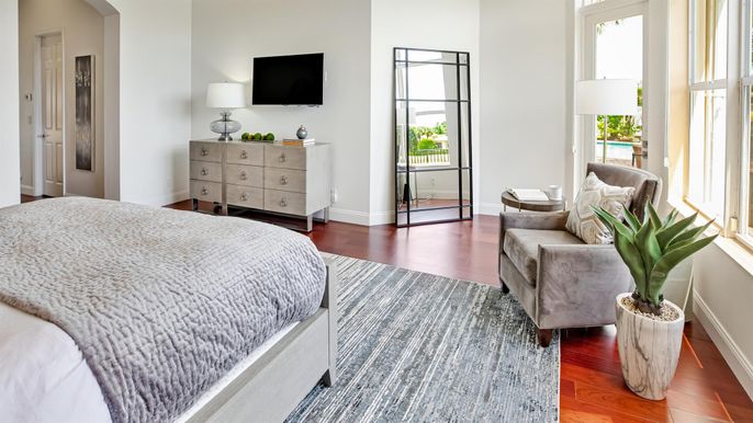 Bedroom, Interior, Wood Texture Flooring