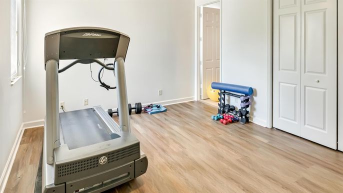 Fitness Equipment, Interior, Wood Texture Flooring