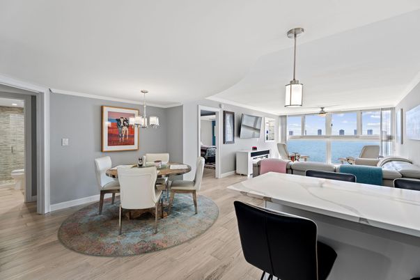 Chandelier, Dining room, Interior, Pendant Lights, Water, Wood Texture Flooring