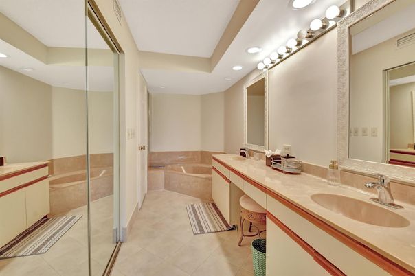 Bathroom, Dual Sink Vanities, Glass Shower, Interior, Recessed Lighting