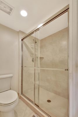 Bathroom, Glass Shower, Interior, Recessed Lighting