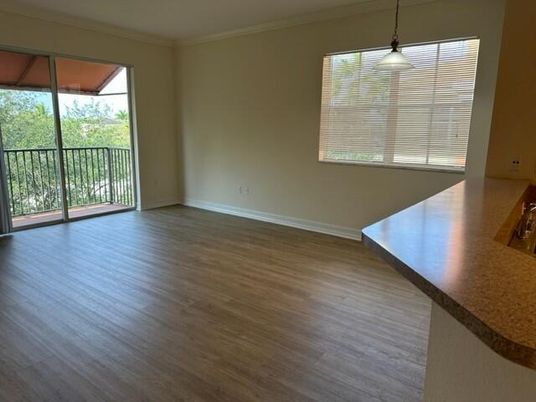 Empty room, Interior, Pendant Lights, Wood Texture Flooring
