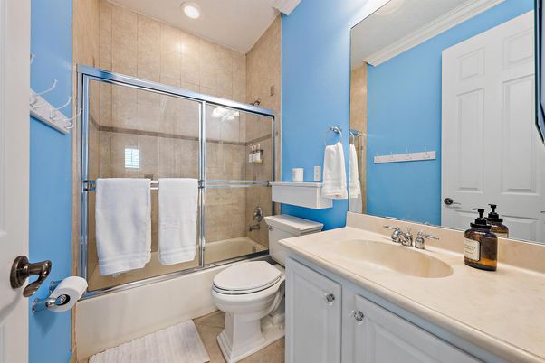 Bathroom, Glass Shower, Interior, Recessed Lighting