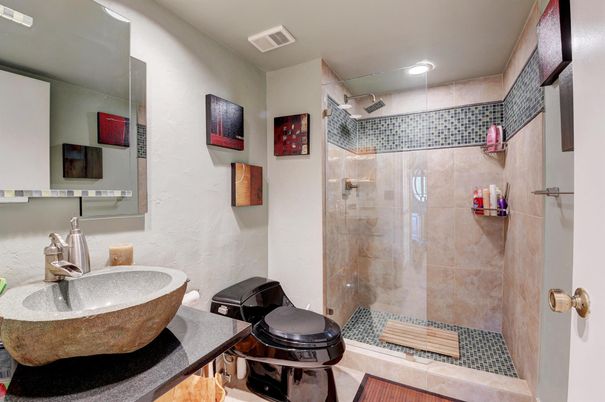 Bathroom, Glass Shower, Interior, Recessed Lighting