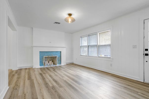 Empty room, Fireplace, Interior, Wood Texture Flooring