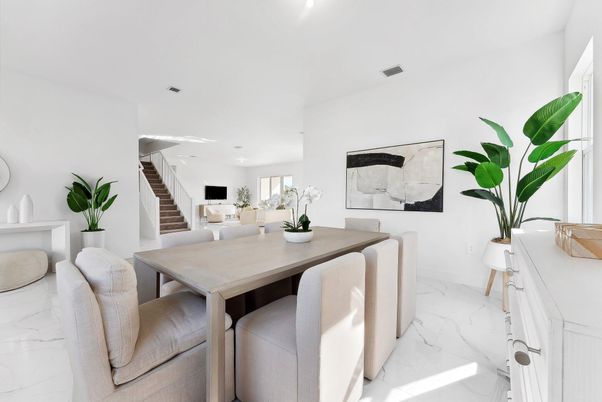 Dining room, Interior, Living room, Marble, Recessed Lighting