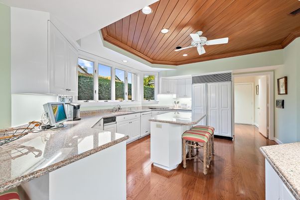 Interior, Kitchen, Recessed Lighting, Wooden Ceilings, Wood Texture Flooring