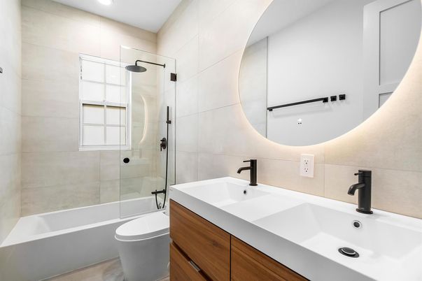 Bathroom, Glass Shower, Interior, Recessed Lighting