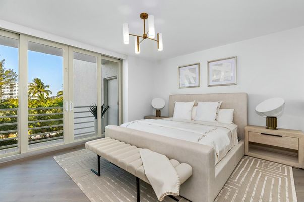Bedroom, Interior, Pendant Lights, Wood Texture Flooring