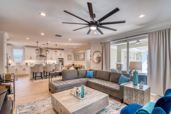 Interior, Kitchen, Living room, Pendant Lights, Recessed Lighting, Stainless Steel Appliances, Wood Texture Flooring
