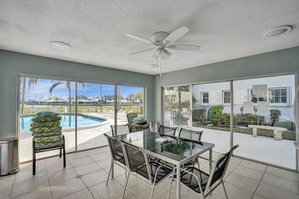 Dining room, Interior, Pool, Recessed Lighting, Sun Room