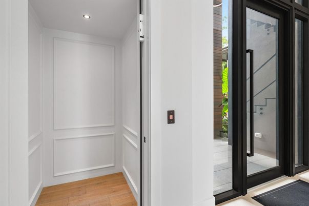 Elevator, Interior, Recessed Lighting, Wood Texture Flooring