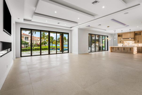 Empty room, Interior, Kitchen, Pendant Lights, Recessed Lighting