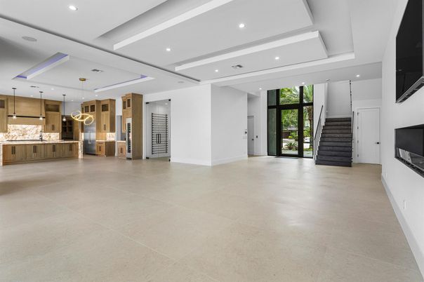 Empty room, Interior, Kitchen, Pendant Lights, Recessed Lighting