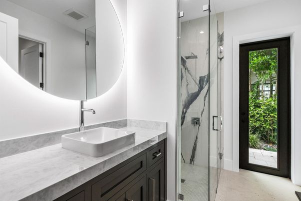 Bathroom, Glass Shower, Interior, Tile Countertops
