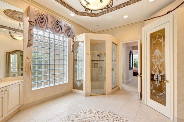 Bathroom, Glass Shower, Interior, Recessed Lighting