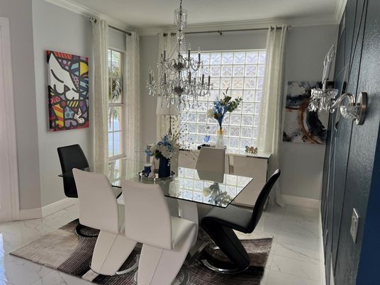 Chandelier, Dining room, Interior, Marble