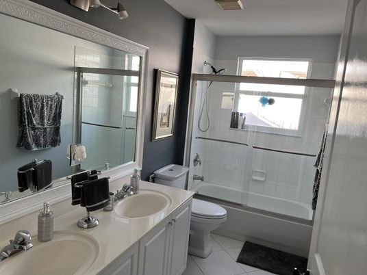 Bathroom, Dual Sink Vanities, Glass Shower, Interior