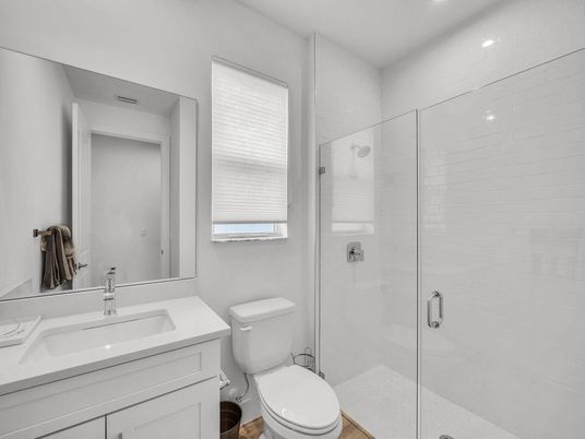 Bathroom, Glass Shower, Interior, Recessed Lighting