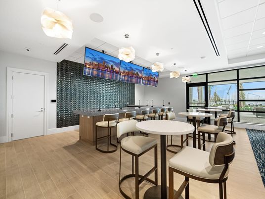 Dining room, Interior, Pendant Lights, Recessed Lighting, Wood Texture Flooring