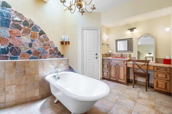 Bathroom, Chandelier, Dual Sink Vanities, Free Standing Baths, Interior