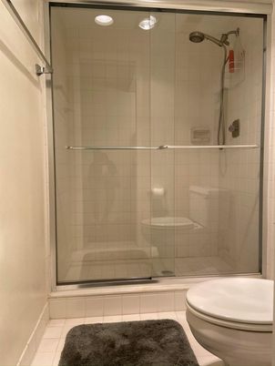 Bathroom, Glass Shower, Interior, Recessed Lighting