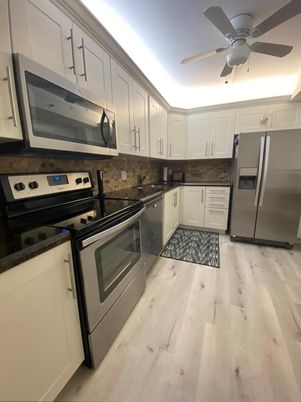 Interior, Kitchen, Stainless Steel Appliances, Wood Texture Flooring
