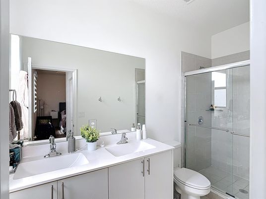 Bathroom, Dual Sink Vanities, Glass Shower, Interior